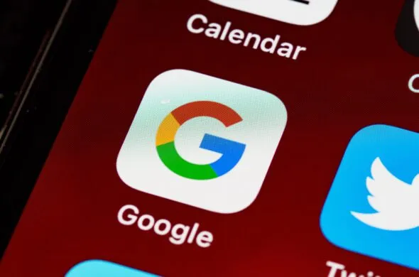 A photo of a screen with Google app